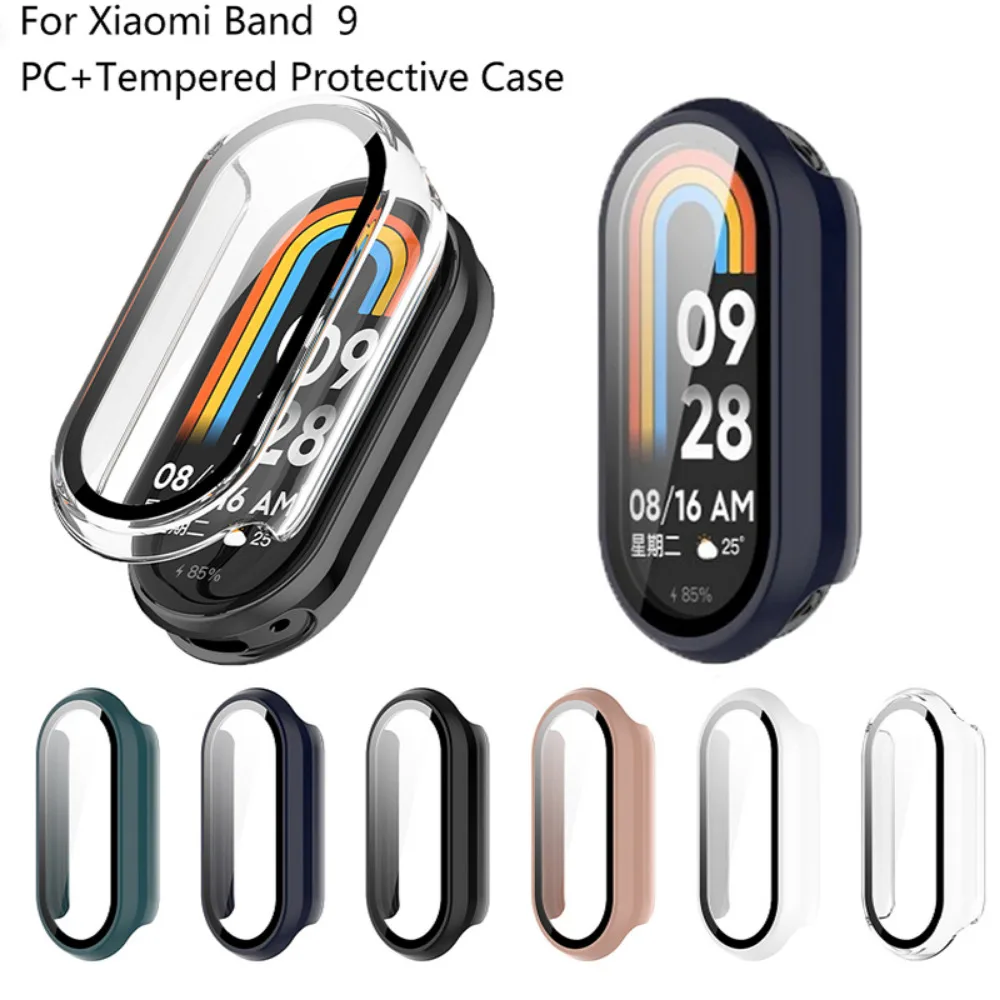 Suitable for Xiaomi Band 9 PC+tempered protective case full cover watch protection Xiaomi Band 9 NFC scratch resistant hard case