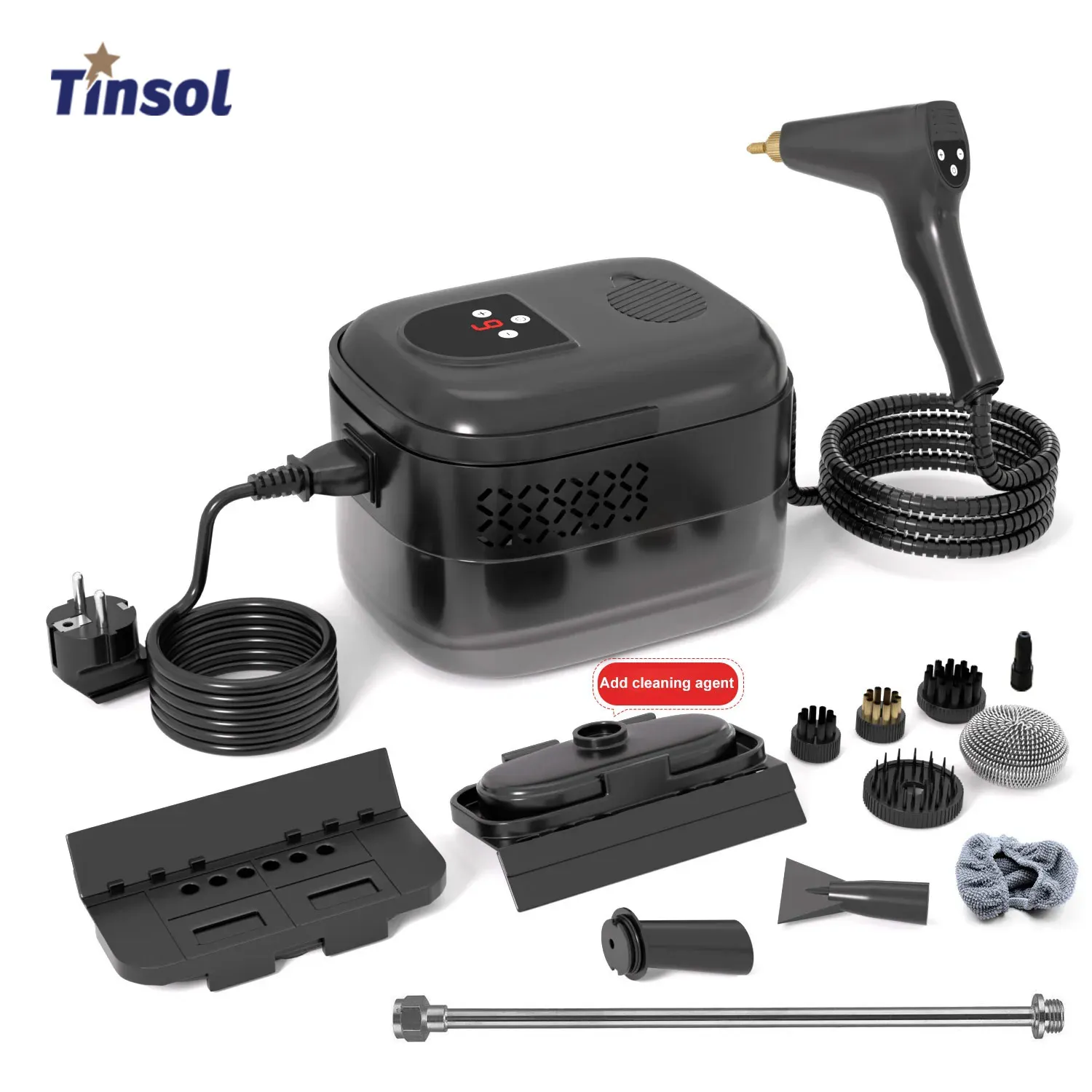 

TINSOL 1500W Multifunctional Steam Cleaner High Temperature High Pressure Cleaner with Remote Control for Kitchen Hoods Cars