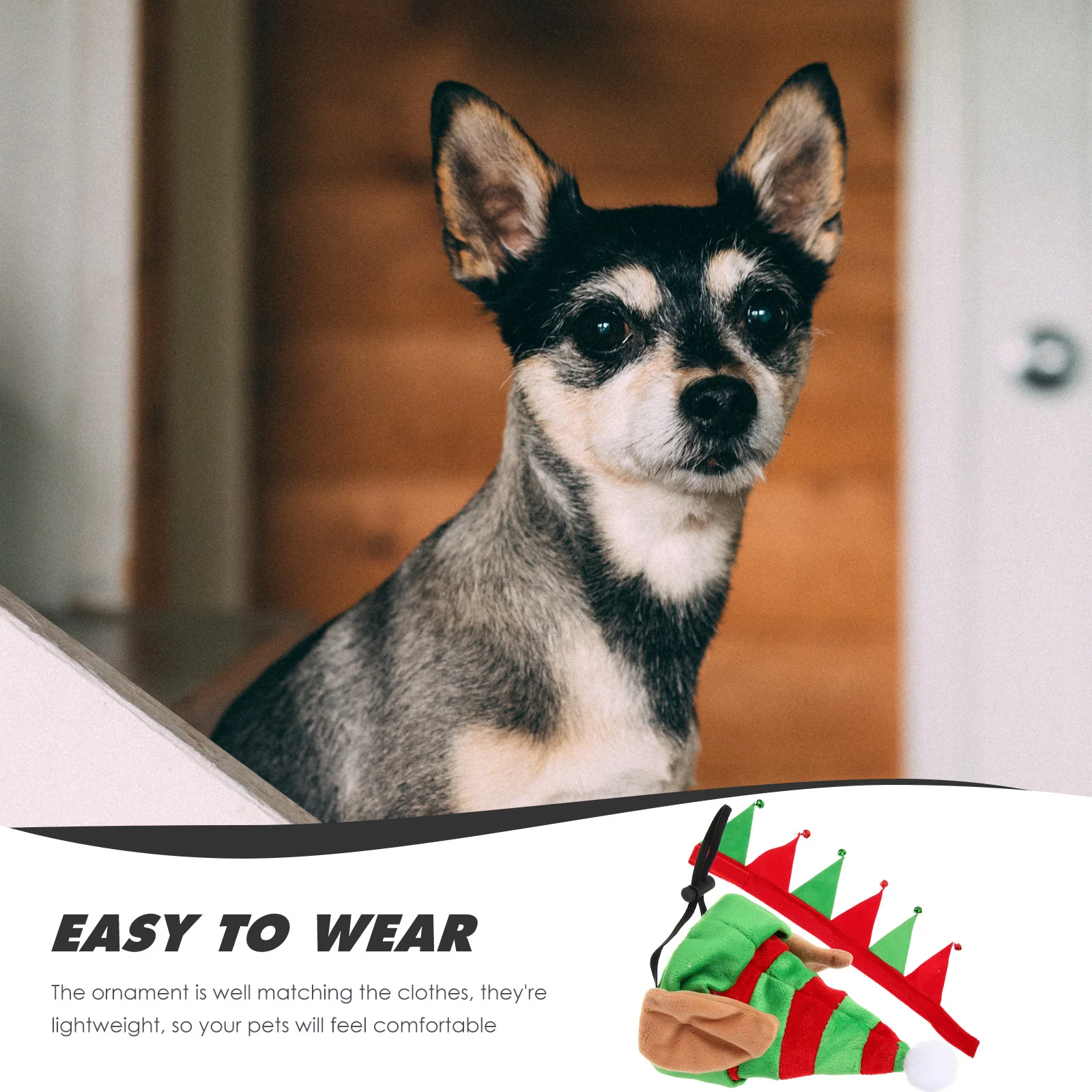 

1Set Pet Christmas Costume Set Elf Hat with Matching Collar for Cat Dog Small Animals Cute Holiday Party Accessory Xmas Gift