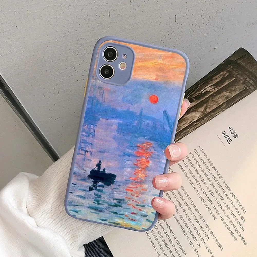 Claude Monet Impressionism Painter Phone Case for iPhone 14 11 12 13 Mini Pro Max 8 7 Plus X XR XS MAX Translucent Matte Cover