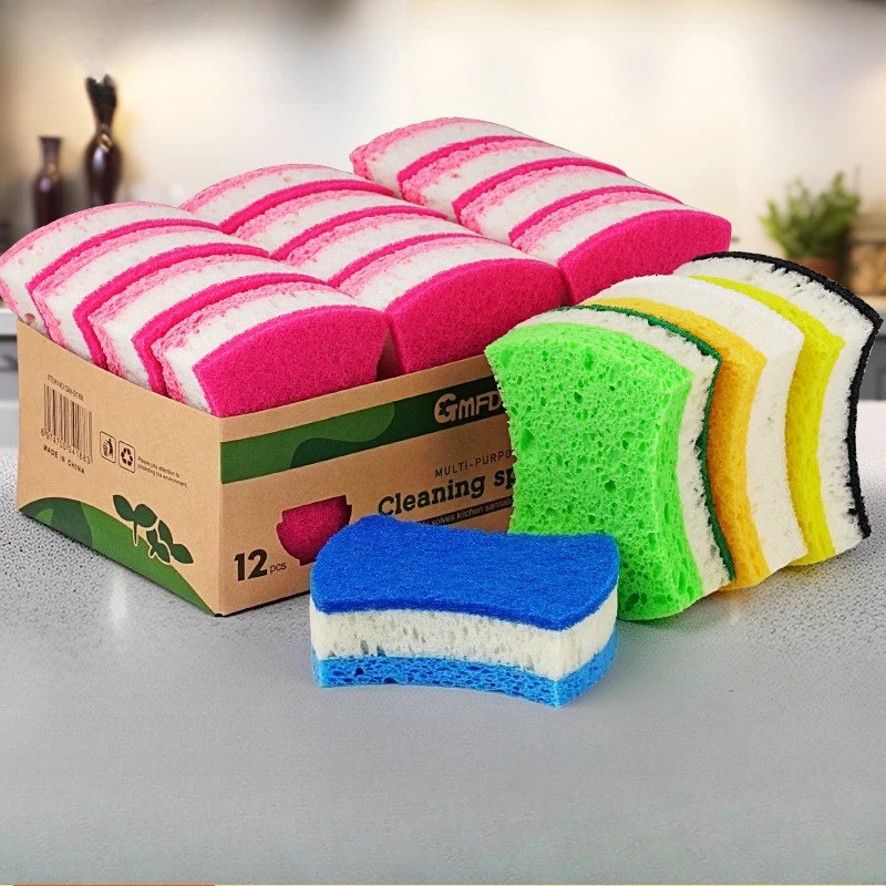 

Ergonomic Waist-Shaped Wood Pulp Cotton Sponge | Emery High-Foam Seaweed Heavy-Duty Scrubber for Kitchen Pot & Dish Cleaning