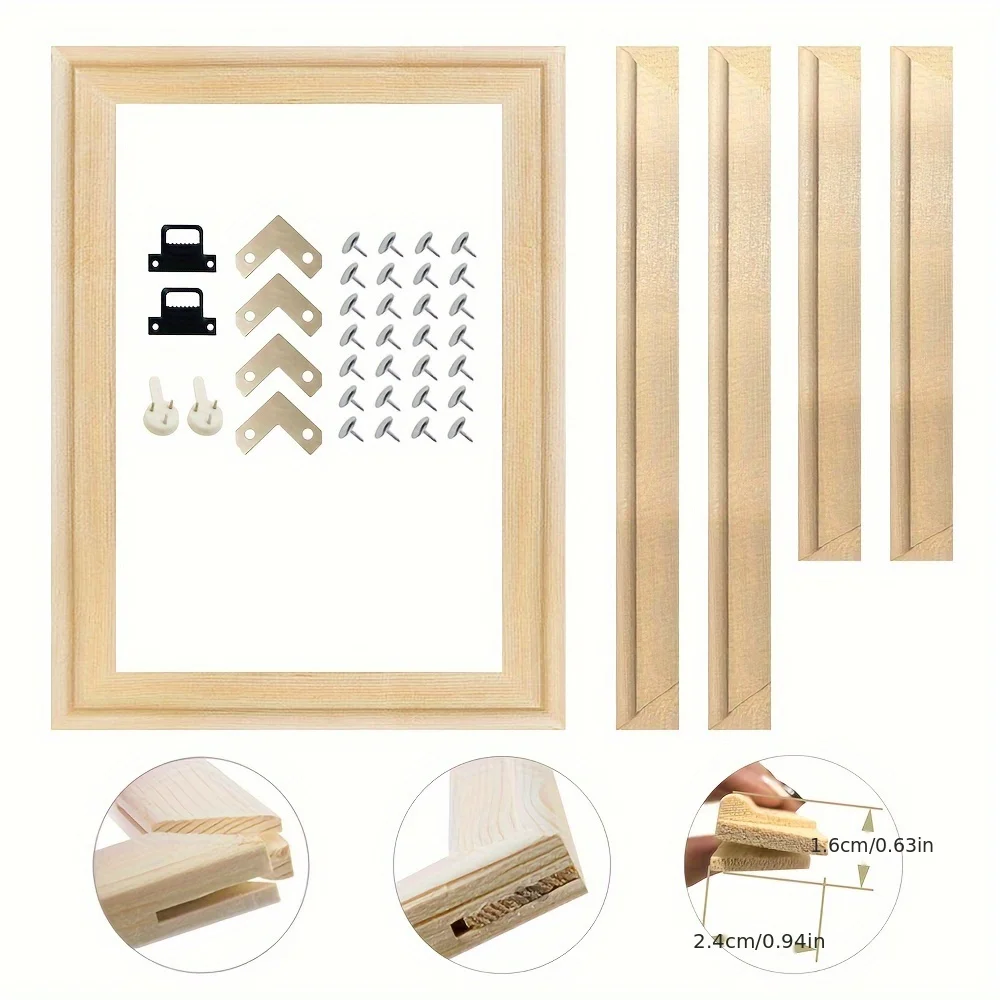 Unfinished Wood Picture Frame Bulk, DIY Craft Painting Square Frame For Artist Canvas Board Oil Painting
