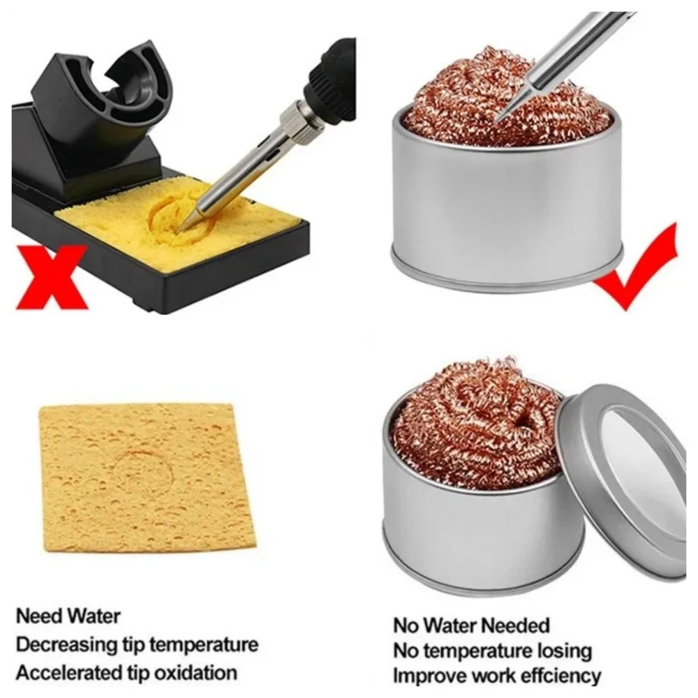 Cleaner Ball Cleaning Ball Desoldering Soldering Iron Mesh Filter Cleaning Nozzle Tip Copper Wire Metal Dross Box Clean Bal view 3