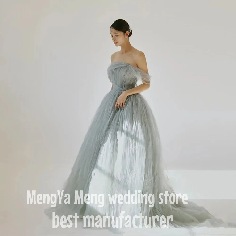 

ZHUISHU Fantasy Blue Princess Korea Prom Dresses Customised Strapless Pleat Evening Gowns Wedding Photo shoot Floor Length