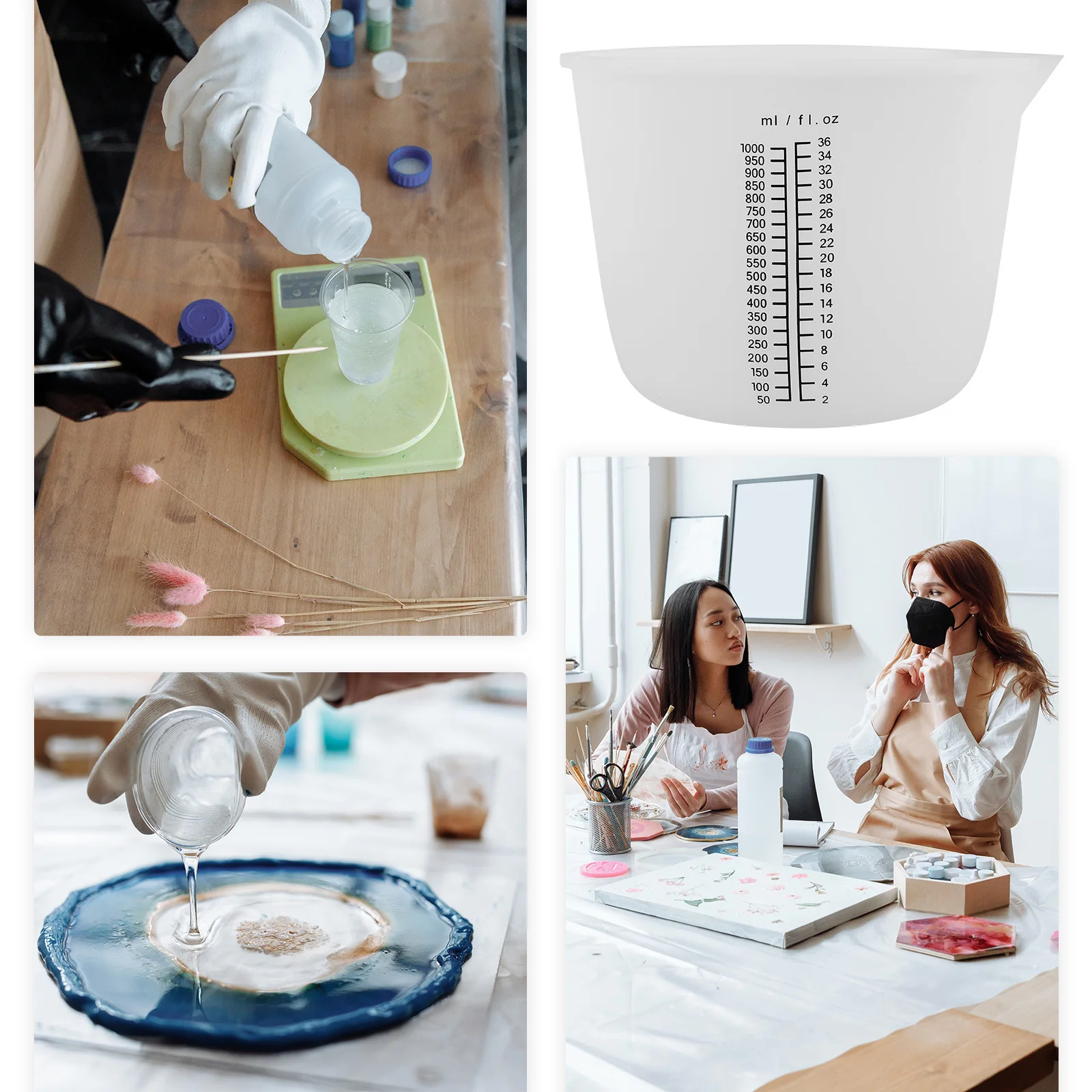 Large Silicone Measuring Cup for Resin DIY Clear Measurement Flexible Silicone Handmade Oil Measuring Cup Measure Cups