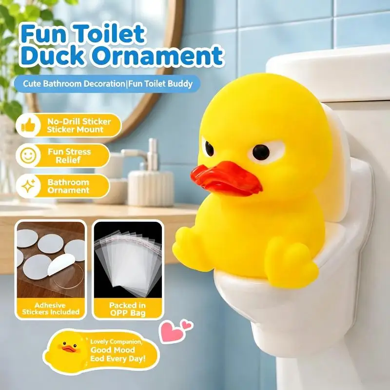 【CC】Cute Toilet Duck Decorative Resin Ornament Suitable For Car Desktops Bathroom Bookshelves And Decoration