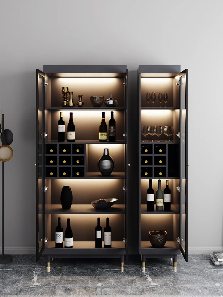 Italian minimalist wine cabinet glass door wall restaurant simple modern Mini red wine collection cabinet