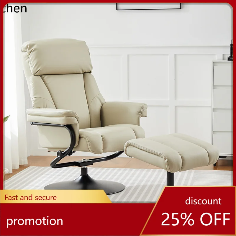 HXL Genuine Leather Single Sofa Chair Living Room Multifunctional Rotatable Reclining Sofa Chair