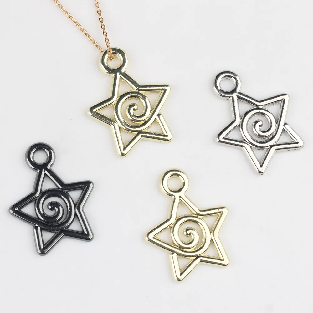 100pcs Handmade Hollow Star Pendant Charms Golden Silvery Color Necklace Earrings Pendant Connectors Diy Jewelry Making Findings