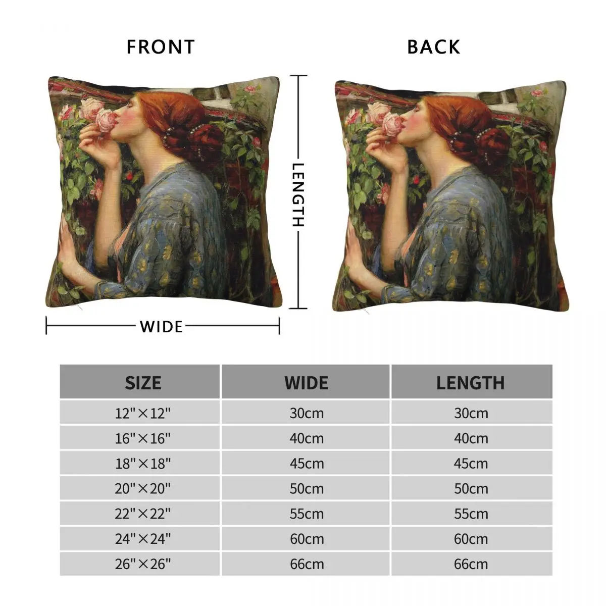 Soul Of The Rose John William Waterhouse Pillowcase Polyester Linen Velvet Printed Throw Pillow Case Room Cushion Cover 45x45