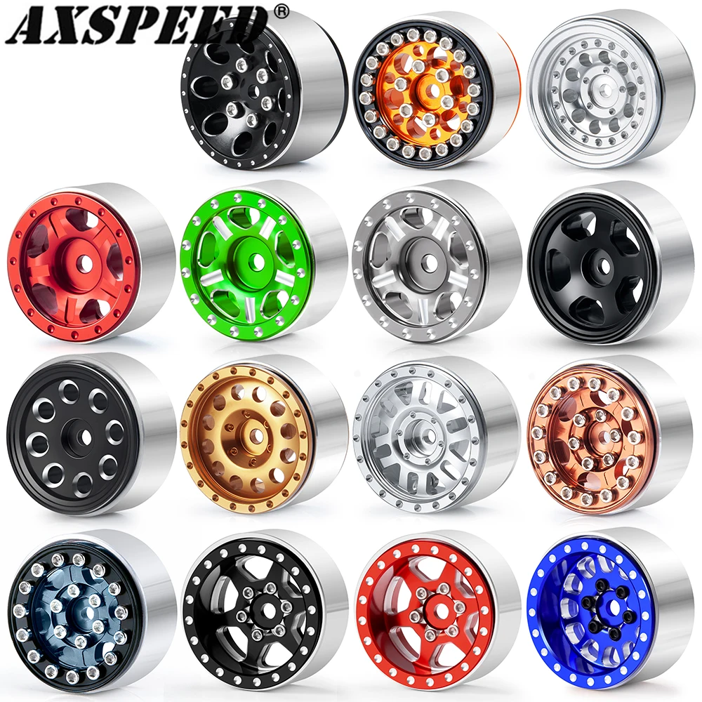 AXSPEED 4szt Metalowe piasty felg 1.0 Beadlock do 1/24 Axial SCX24 AX24 FCX24 FMS, 1/18 TRX4M Bronco Defender K10 F150 Parts