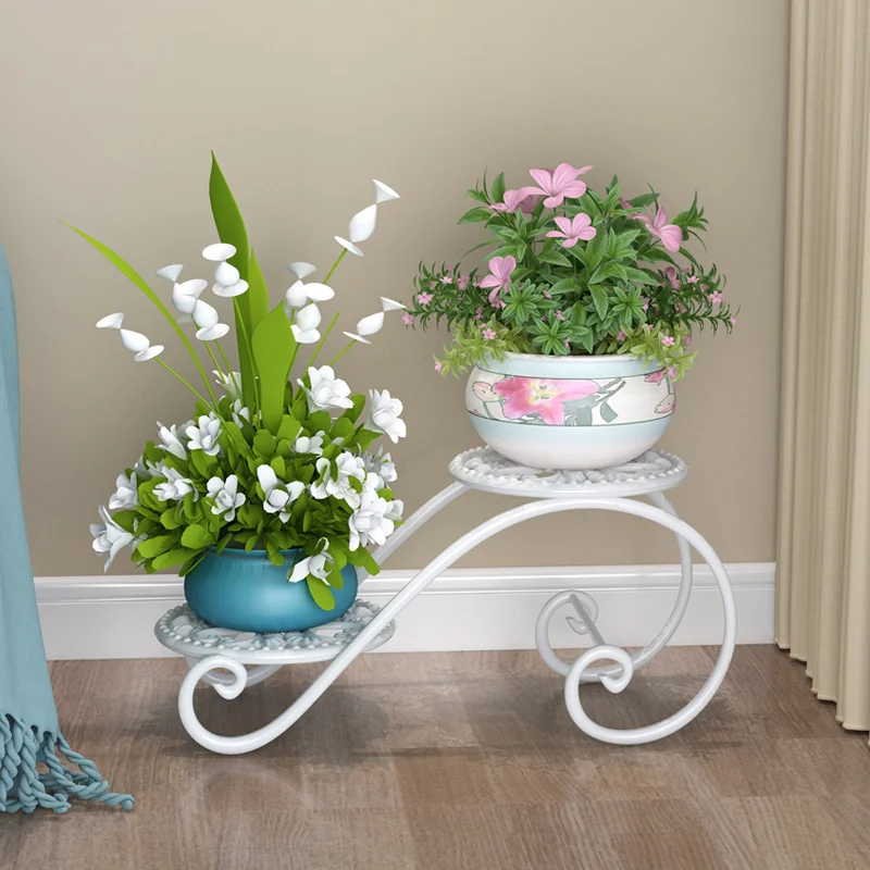 2023 New Ironwork Plant Shelves Flower Pot Stand Balcony Floor Indoor Balcony Flower Pot Shelves Living Room Metal Nordic