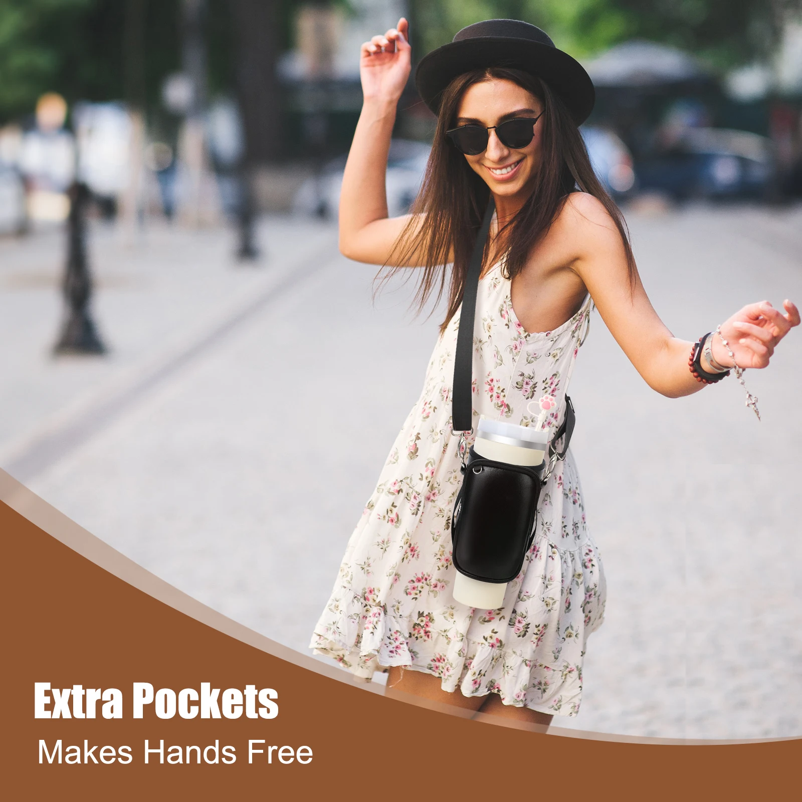 Bolsa para botella de agua al aire libre, viaje, Camping, senderismo, portabotellas con bolsa para teléfono, taza Stanley Quencher