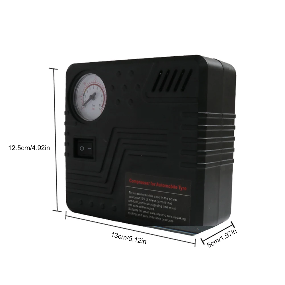 NEW Car portable DC 12V Emergency Air Pump with Pressure Gauge Cigarette Lighter Connector Portabe Air Compressor Accessories