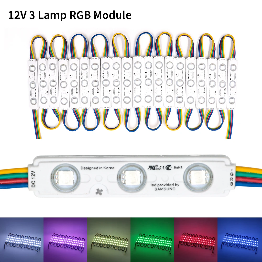 20 PCS 5050/5730/2835 SMD 3LED 6LED Injection LED Module 12V 24V DC IP67 Waterproof Outdoor Led Back Light Module RGB Blue Pink