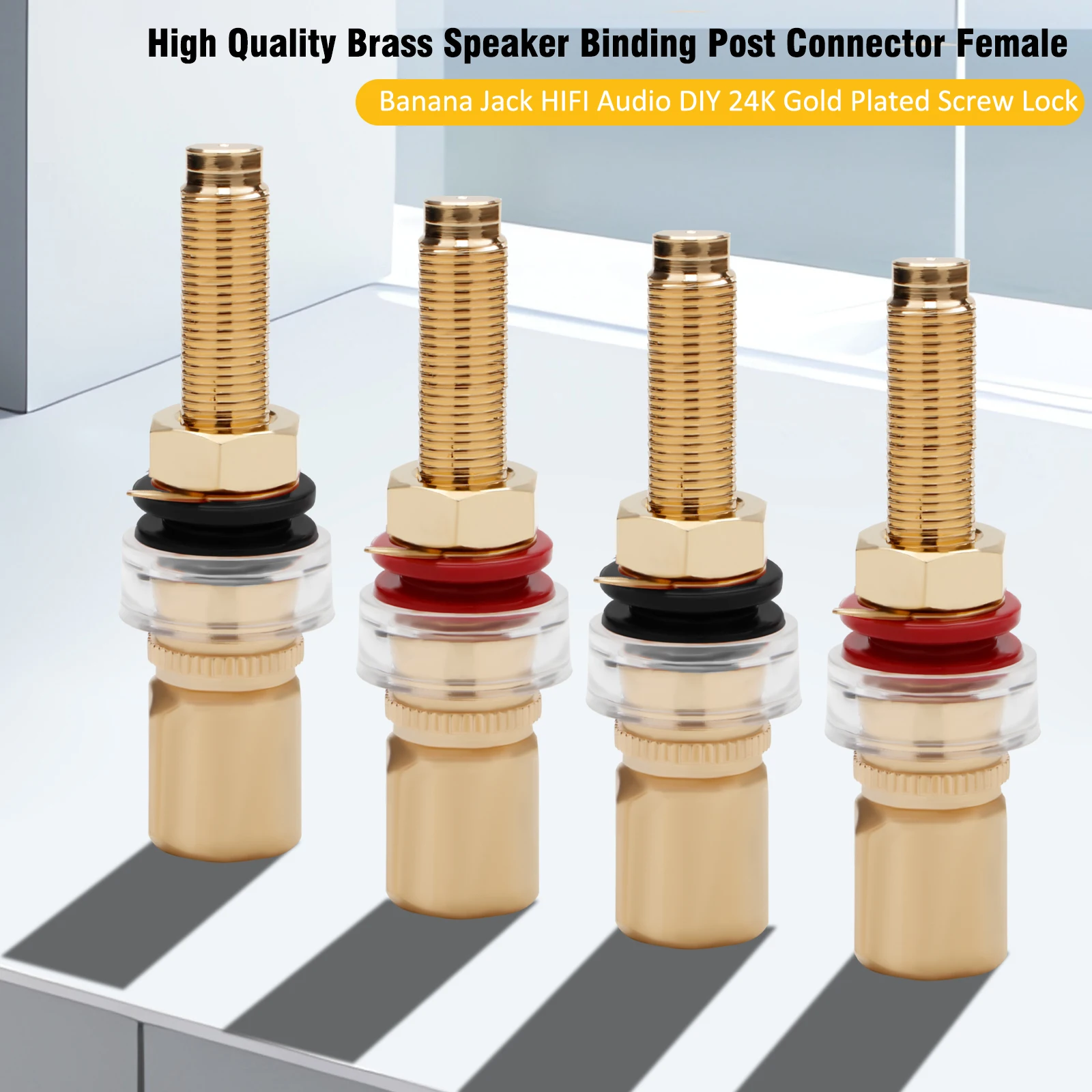 HiFi Speaker Binding Post Copper Gold Plated Banana Jack Connector HIFI Audio Speaker Banana Plug Terminal