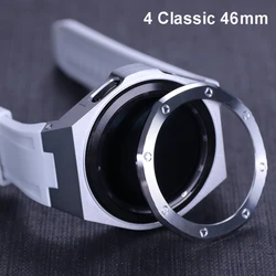 Modification Kit For Samsung Galaxy Watch 4 Classic 46mm Metal Case Rubber Bracelet For Samsung Watch 4Classic 46 Luxury Mod Kit