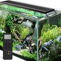 Luz de aquário de controle remoto com temporizador, Full Spectrum Fish Tank Light, modo meteorológico, lâmpada LED RGBW para plantas aquáticas, 60-105cm