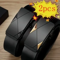 2pcs/3pcs fashionable men's belt, daily casual business belt, jeans belt, synthetic leather high-end suit matching belt, i