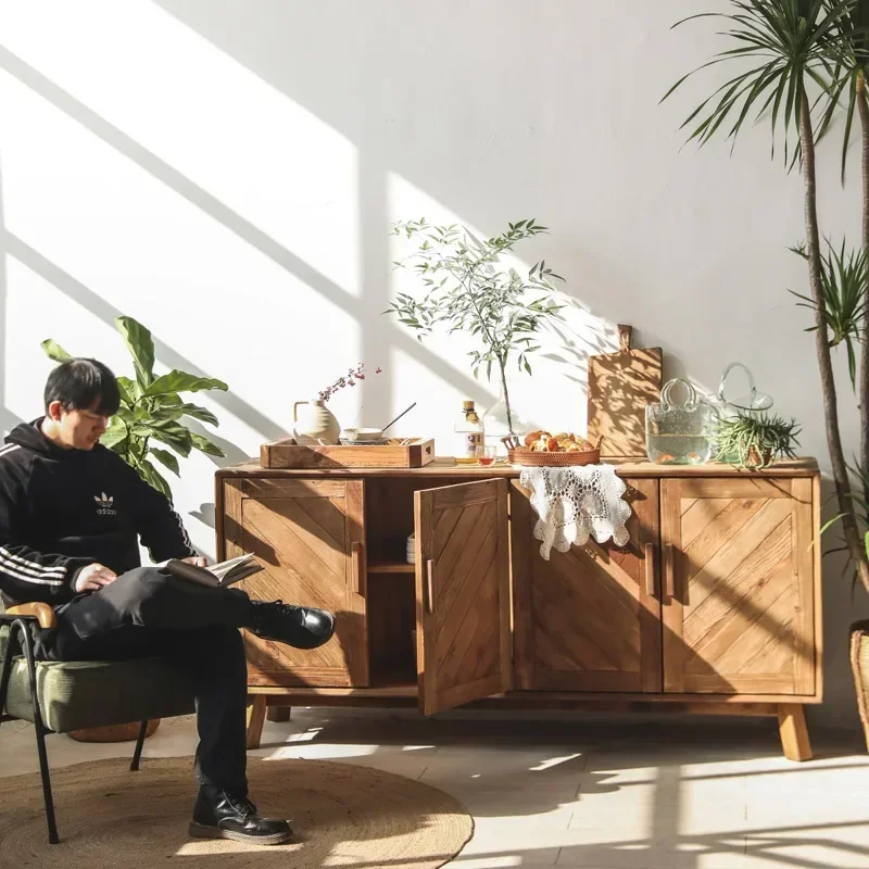 خزانة مدخل من الخشب الصلب بخياطة من نسيج التويل بأربعة أبواب، خزانة تخزين قديمة من خشب الصنوبر