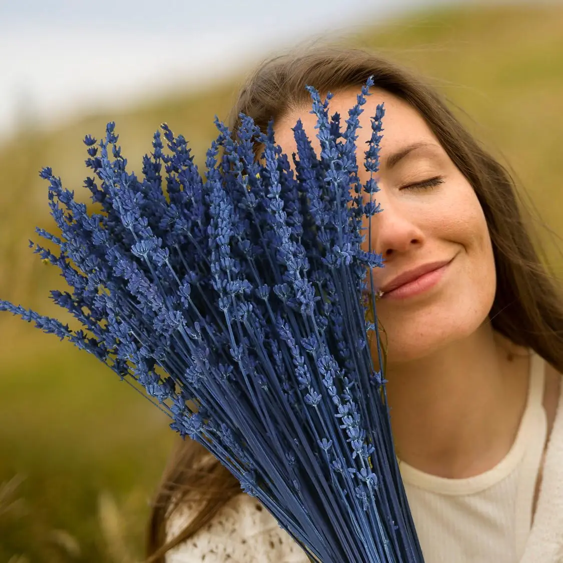 Dried Blue Lavender Flowers Bundle, Preserved Lavender Bouquet for Home, Wedding Shower, Vase Decor, Aromatherapy, Fragrance