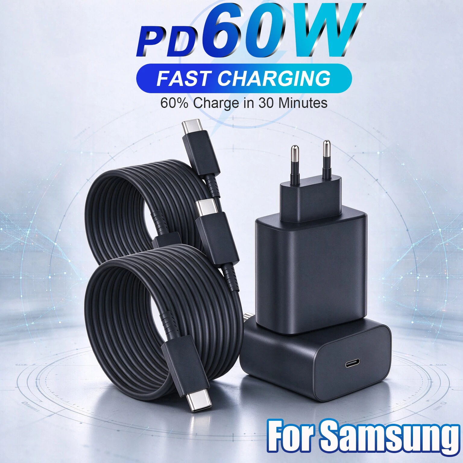 For Samsung 60W Fast Charger For Samsung S26 S25 S24 S23 S22 S21 Ultra Plus A57 A56 Note Quick Charge Type C Data Cable Adapter