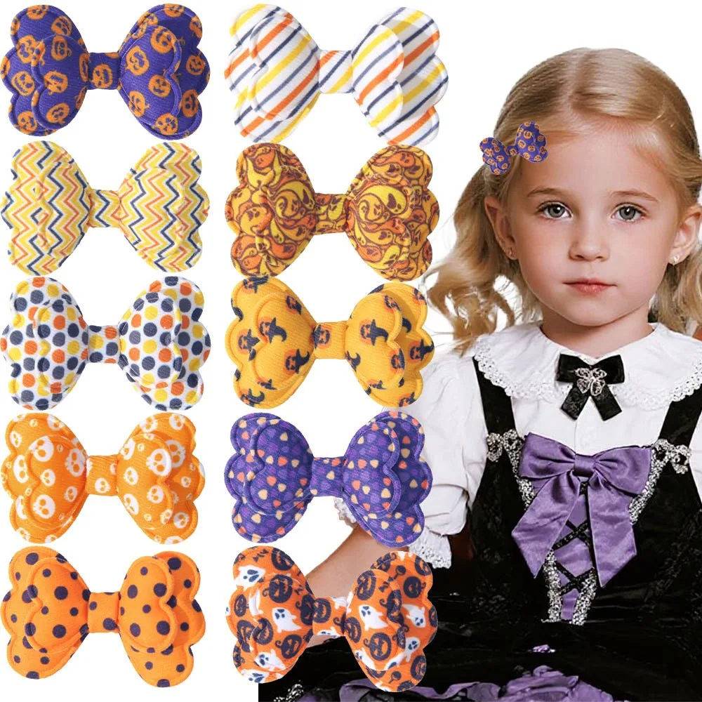200pcs Baby Hair Clips with Pumpkin Skeleton Skull Prints Halloween Themed Hairpins And Barrettes for Kid Girls Hair Accessory