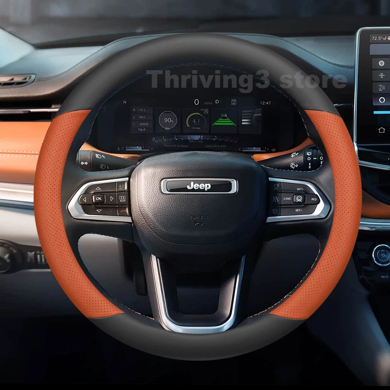 

Leather Car Steering Wheel Cover For JEEP Compass 4x4 e-Hybrid 2007-2025 Auto Steering Wheel JEEP Compass 2025 Accessories