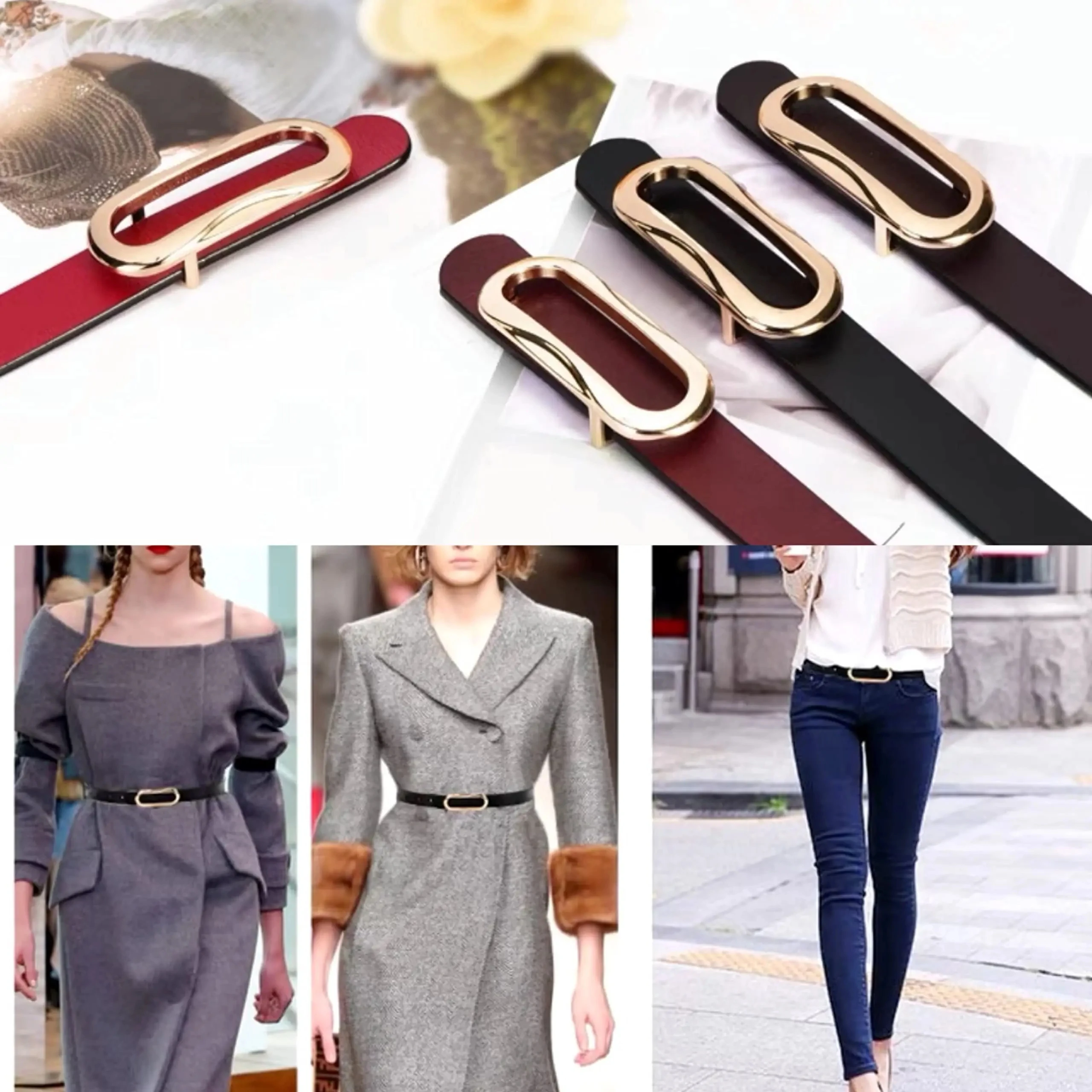 Quality Women Genuine Leather Waist Belt Fashion Oval Solid Gold Buckle Can be matched with jeans workwear decorative women belt