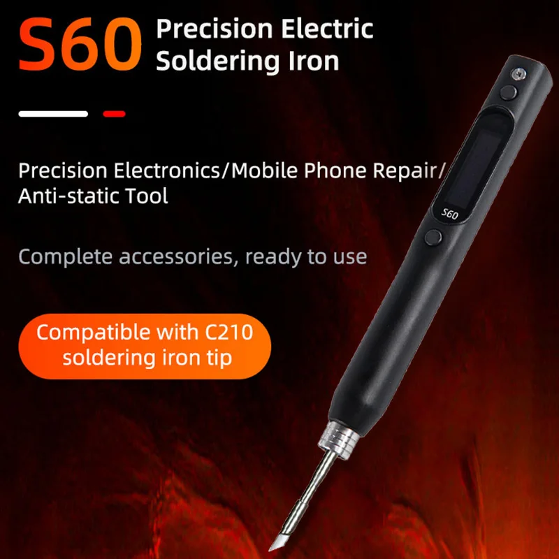 S60 Nano Soldering Iron Compatible with C210 Solder Tips Use For Precision Electronic Equipment Mobile Repair Anti-static