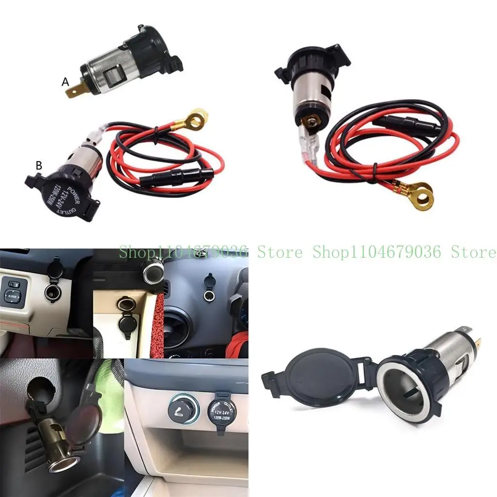 Cigarette Socket Replacement 12V-24V Power Outlet with Waterproof Cap Power Outlet Socket for Car Truck