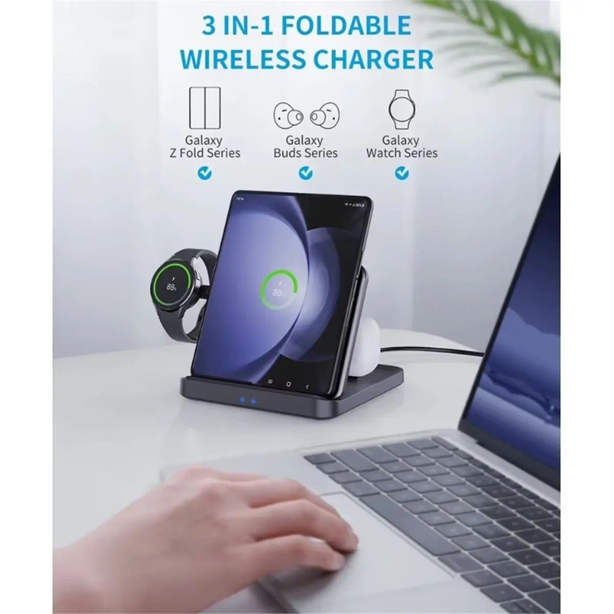 For Fold 7 6 5 Wireless Charger Stand Fast Charging Station Dock for Ultra Watch Buds