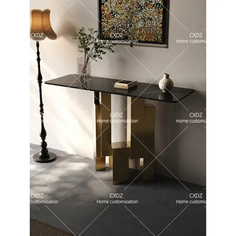 Light Luxury Marble Rectangular Entrance Table Minimalist Entryway Console for Door Corridor Background Wall Decor Platform