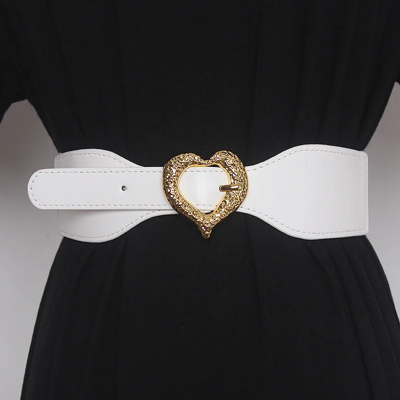 Женский эластичный пояс, модные платья, украшенные сердцем, пиджаки, универсальные аксессуары на талию, притянутая талия, широкая талия.