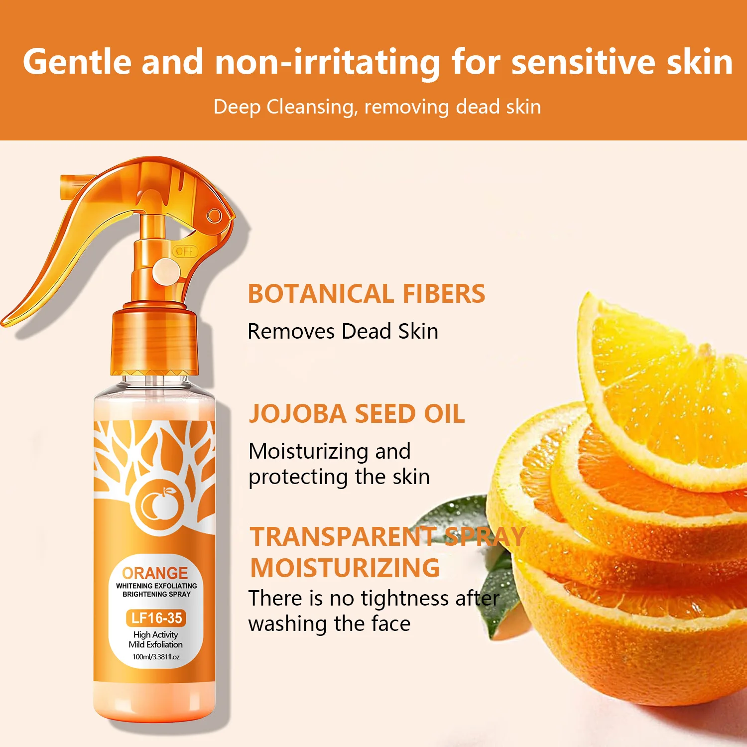 Orange Whitening Exfoliating Brightening Spray – Gentle & Effective Skin Renewal Refresh and brighten your skin instantly.