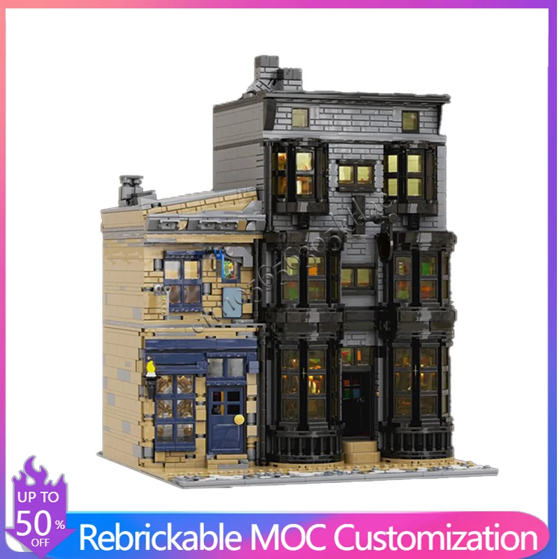 3664 PCS Construction Diagon Alley MOC Customize Modular Building Block Popular Brick Creative Design DIY Boys Toy Birthday Gift