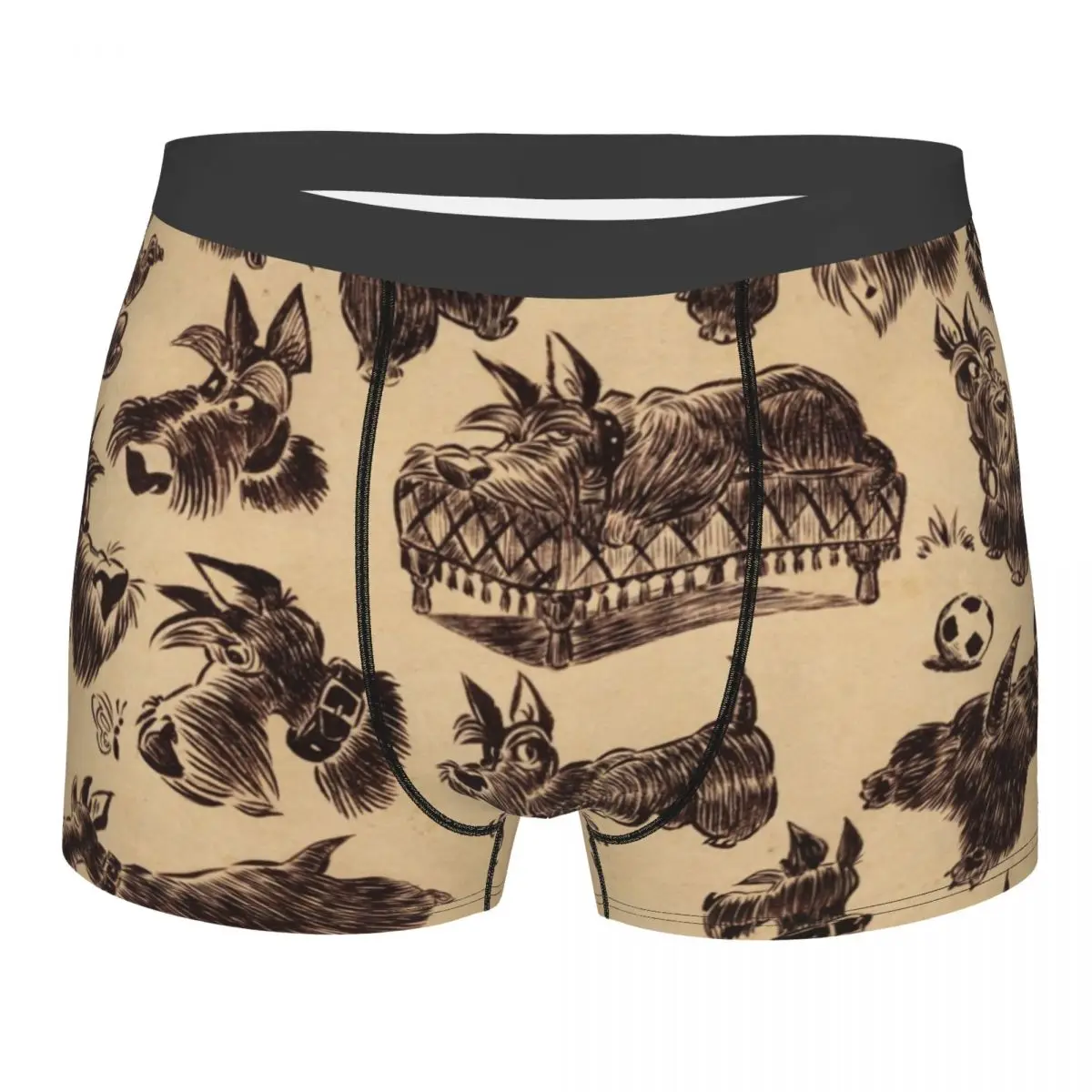 Vintage Scottie Dog Underwear Men Sexy Print Custom Scottish Terrier Boxer Shorts Panties Briefs Soft Underpants