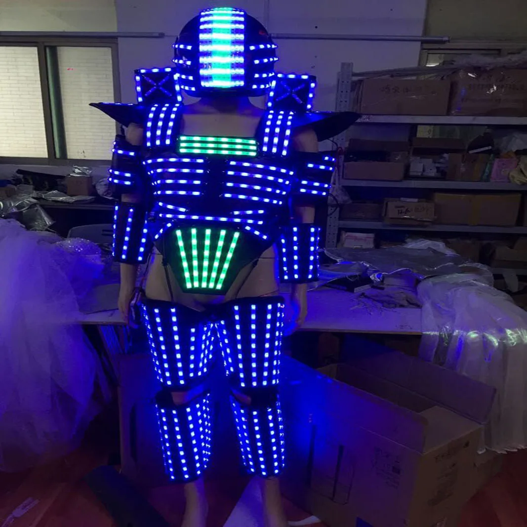 Đảng Sân Khấu Vũ Công RGB Dạ Quang Giáp Hộp Đêm Thanh Cho Thấy Ánh Sáng RGB Dạ Quang Giáp Led Robot Vũ Trang Phục