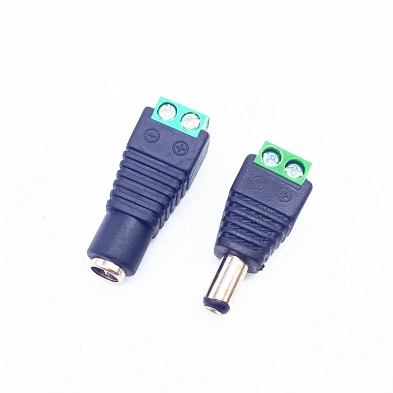 1pcs Female +1 pcs Male DC Connector 2.1*5.5mm Power Jack Adapter Plug Cable Connector For 3528/5050/5730 LED Strip Light