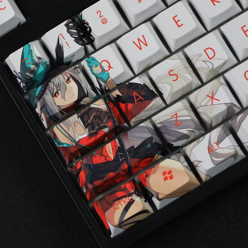 108 Keys/set PBT 5 Sides Dye Subbed Keycaps Cartoon Anime Gaming Key Caps Cherry Profile Keycap For Arknights Skadi