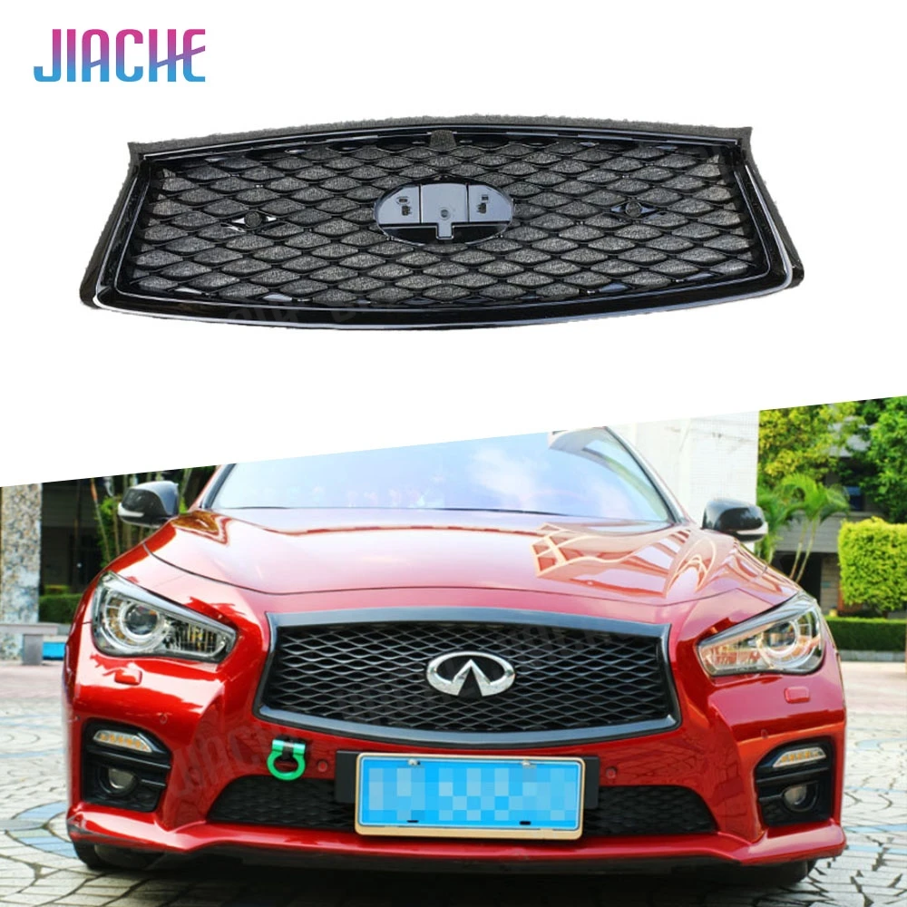 ABS Gloss Black Car Front Mesh Trim Cover for Infiniti Q50 2018 2019 2020 2021 Grill Outline Moulding Trim Frame