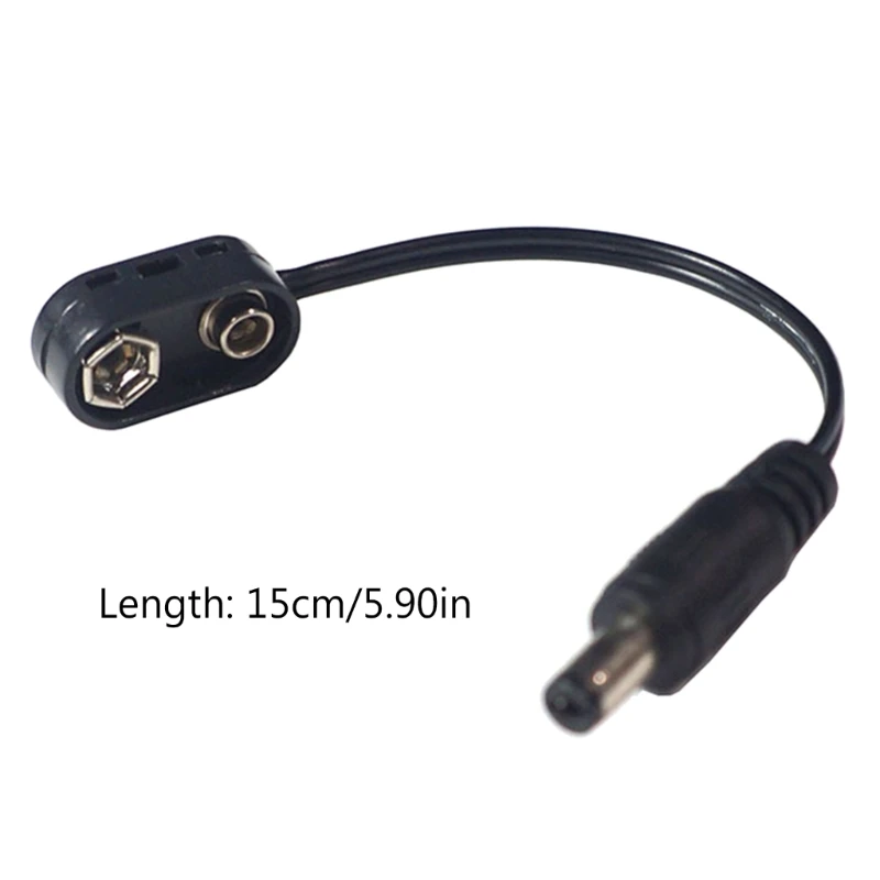 Convertidor de Clip de batería de 9V, enchufe macho DCJack, Cable de alimentación, conector a presión, Pedal de efecto de guitarra, adaptador de fuente de alimentación de batería