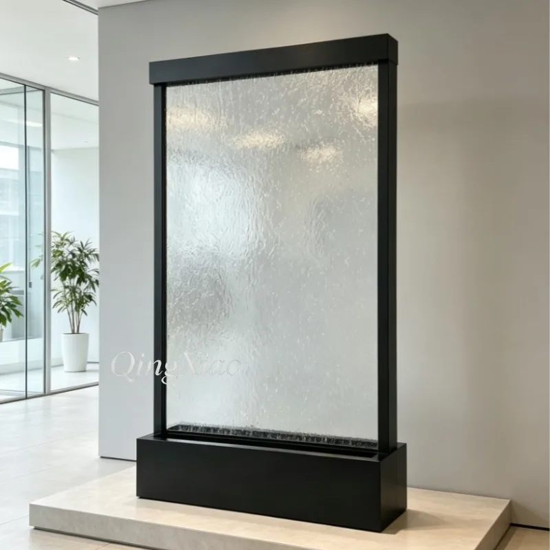 Water Curtain Screen Ornament Solid Frame Decorative Pebble Included Indoor Living Space Cascading Water Craft Calming