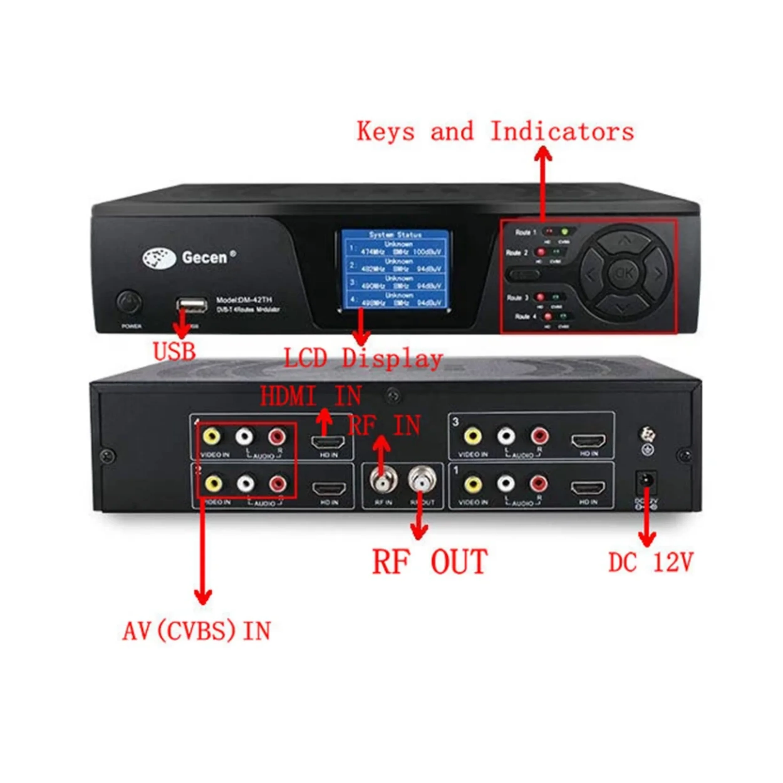 Front End Encoder Modulator, 4 Channel, Hdmi to Rf Dvb-t, Catv Dtv