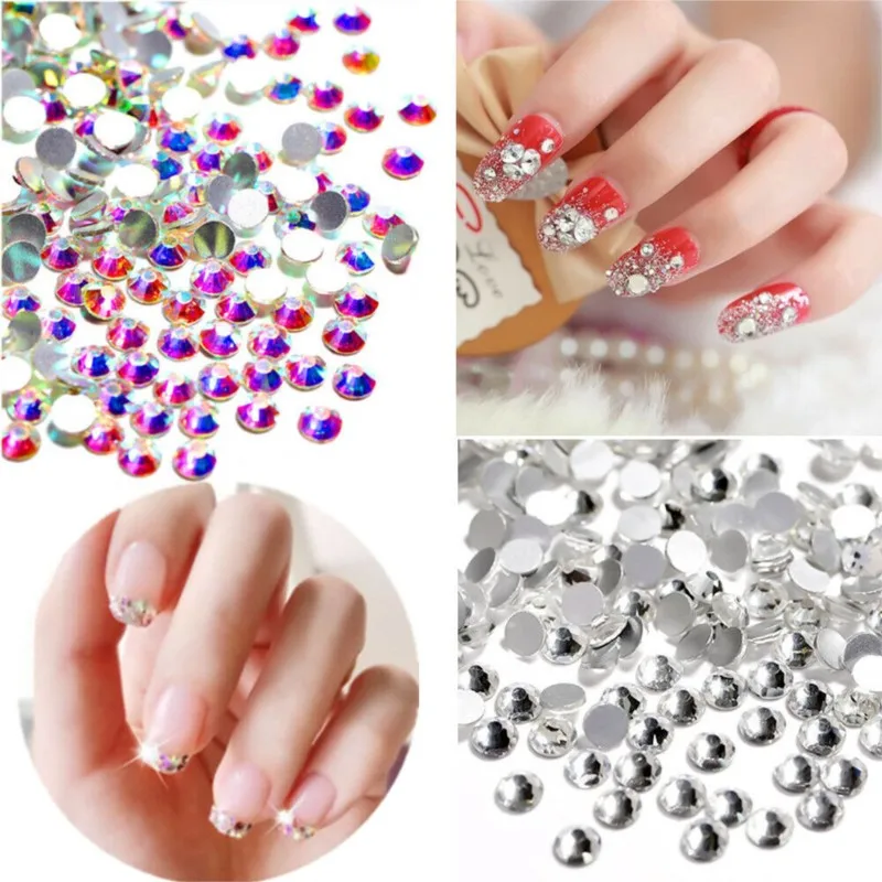 1440Pcs Crystal AB Non Hotfix Rhinestone FlatBack Strass Diamond Nail Art Decoration SS3-SS16 Glitter Stone Manicure Accessories