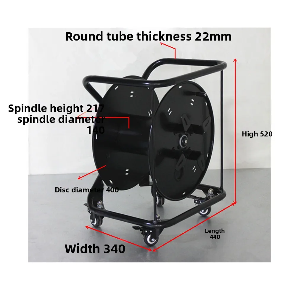 Heavy Duty Hand Push Cable Reel Cart – Thick Steel Spool Dolly for Video Cable & Engineering Cable Transport, Empty Reel Carrier
