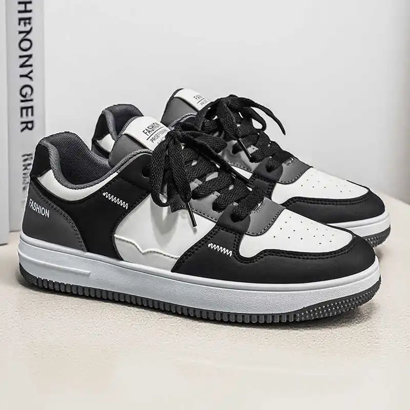 Breathable PU Leather Casual Shoes for Men Lace Up Non-Slip Comfortable Classic Walking Office Daily