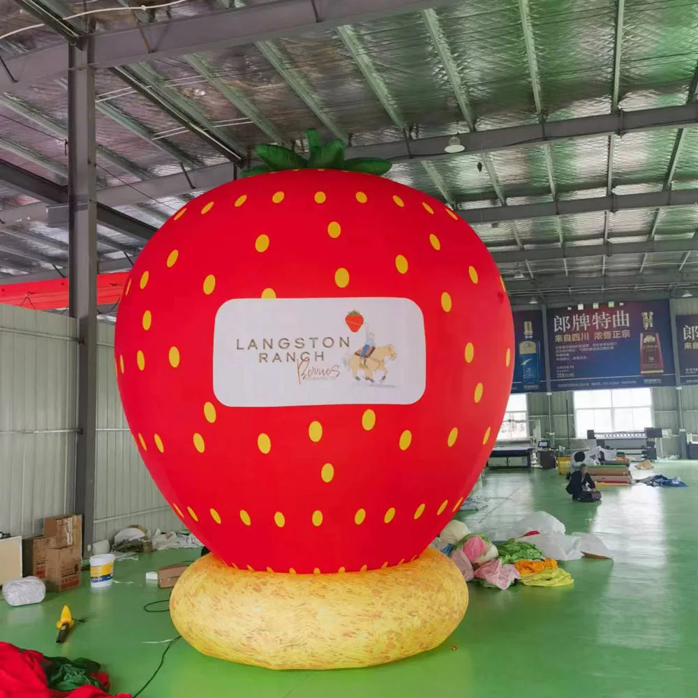 3m hoge grote opblaasbare aardbei opblaasbare fruitballon buitendecoratie gigantische aardbei cartoon voor reclame