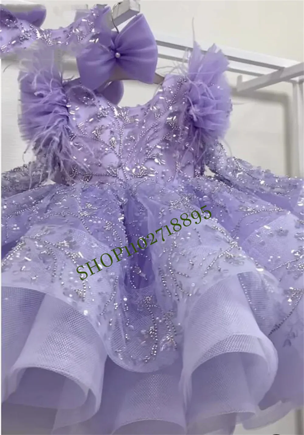 Blumen mädchen Kleider Bogen geschwollene kleine Mädchen Kleid Satin Prinzessin Kleid Baby Mädchen Kleider Erstkommunion Bogen