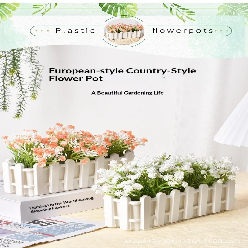Small Flower Arrangement Long Plastic Flower Trough Garden Fence Plant Holder Decorative Garden Edging Small Size